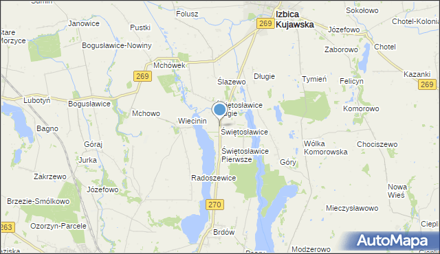 mapa Świętosławice, Świętosławice na mapie Targeo